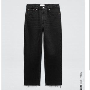 NWT ZARA TRF STRAIGHT JEANS Black Size 25 0